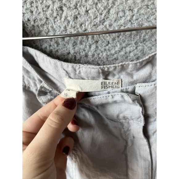 Eileen Fisher Pant 10 Medium Cargo Cropped Straight Zip Gray Lightweight 32 x 22 - Picture 7 of 16